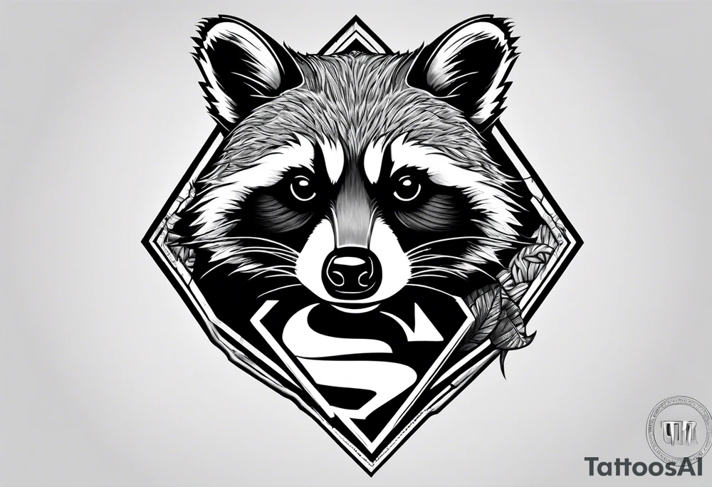 raccoon wearing a Superman t-shirt tattoo idea