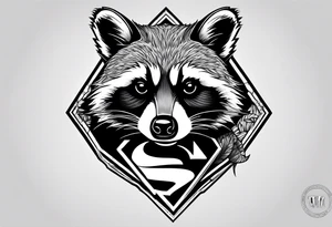 raccoon wearing a Superman t-shirt tattoo idea