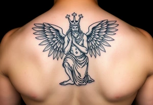 God hermes kneeling with wings wrapped around him tattoo idea tattoo idea tattoo idea