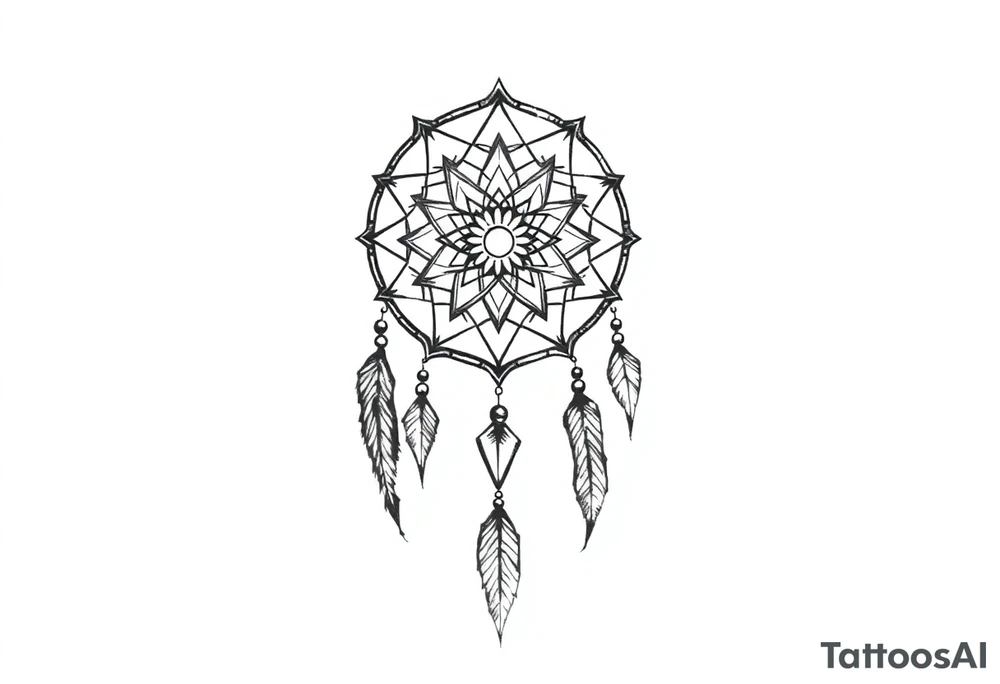 Geometric dreamcatcher tattoo idea