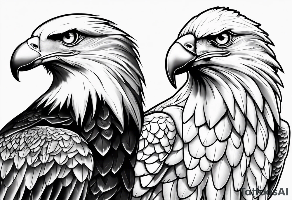 Eagle and a White Dove side by side tattoo idea