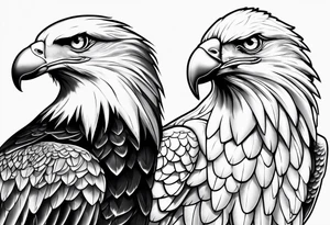 Eagle and a White Dove side by side tattoo idea