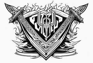 Valhalla fire sword shield stairs tattoo idea