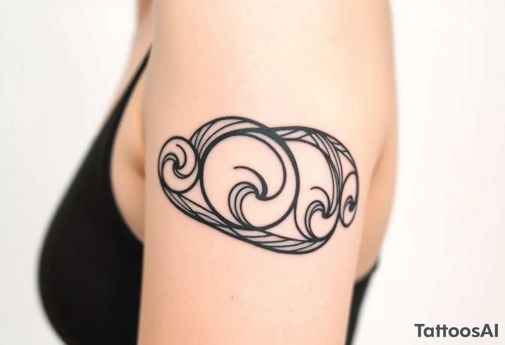 tribal wave patterns in circles tattoo idea