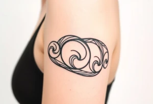 tribal wave patterns in circles tattoo idea