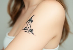 Create imagine with one half of a lighthouse and one half of a farm windmill tattoo idea