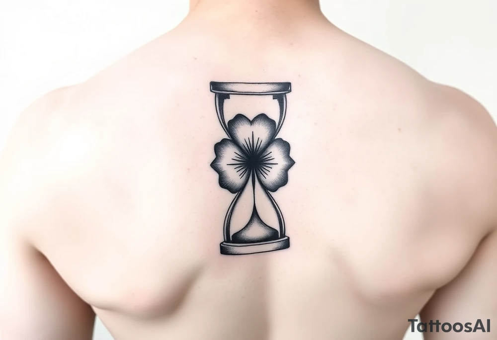 4 leaf clover in a hourglass tattoo idea
