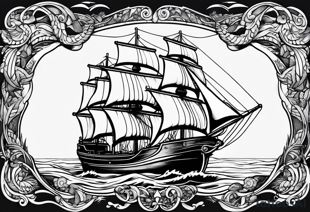 ship in a bottle, but the ship is in a storm tattoo idea