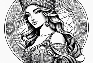 Athena Arm sleeve micorealistic tattoo idea