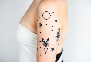 Stars constellation tattoo with libra, cancer, Taurus, 2 scorpio and capricorn tattoo idea