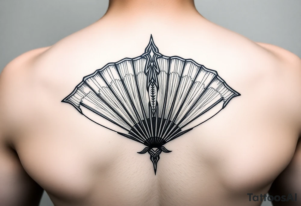 Fine line fan tattoo idea