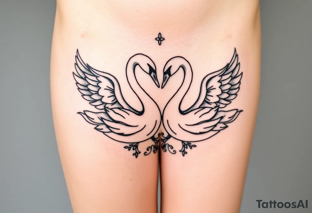 Peaceful swans feminine strength tattoo idea