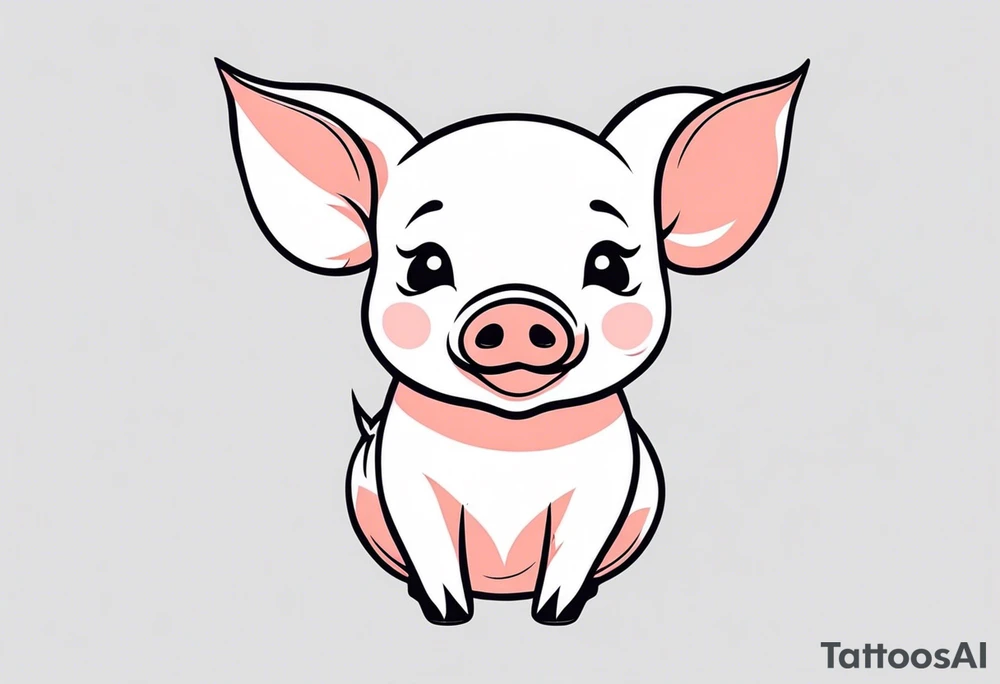 cute piglet tattoo idea