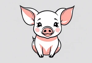 cute piglet tattoo idea