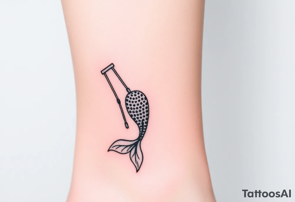 Mermaid tail with crutches tattoo idea