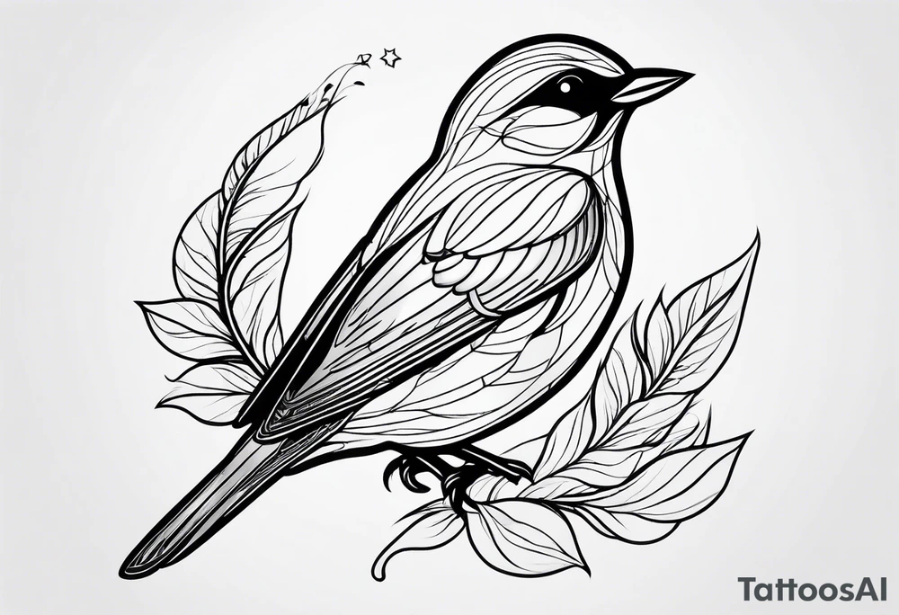 small bird outline minimal detail tattoo idea