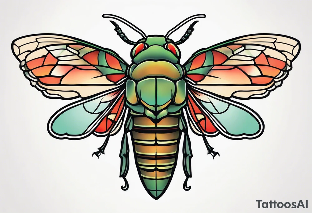 Neo traditional cicada tattoo idea
