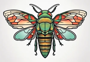 Neo traditional cicada tattoo idea