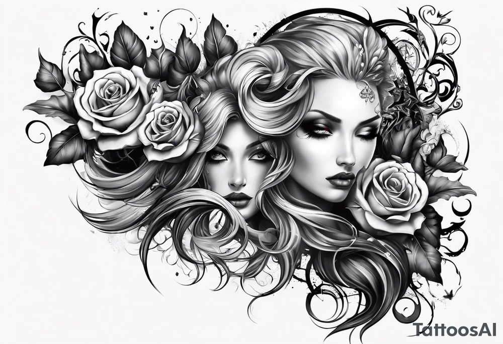Sleeve tattoo. Good vs evil. Gothic elements, tattoo idea Sleeve tattoo. Good vs evil. Gothic elements, tattoo idea