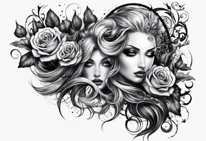 Sleeve tattoo. Good vs evil. Gothic elements, tattoo idea