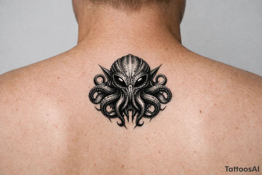 Alien octopus on the hand tattoo idea
