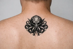Alien octopus on the hand tattoo idea