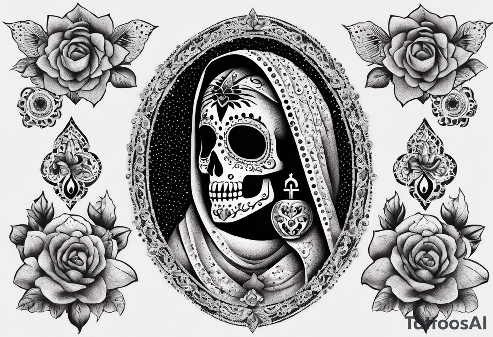 mexican style santa muerte tattoo for chest tattoo idea