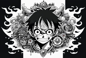 Luffy half normal half gear 5 tattoo idea