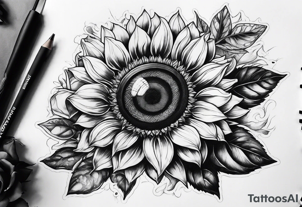 sunflower, camera, flower rose , book tattoo idea