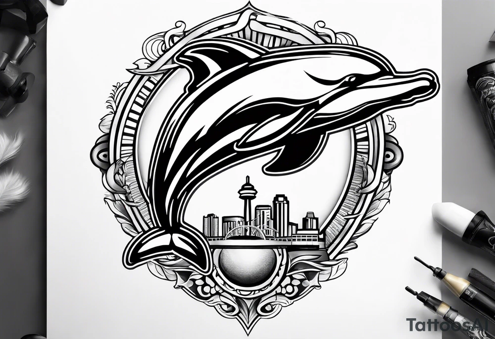 Cool miami dolphins sports tattoo idea