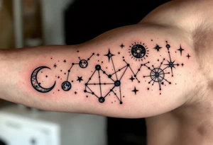 A Set of Constellations That Represent Your Family’s Birth Months (red and black) tattoo idea