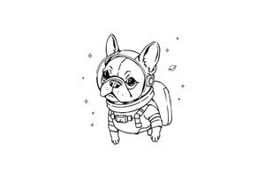 a space themed tattoo of my french bulldog mars. include elements in space like planets and stars. mars should be depicted as a astronaut tattoo idea