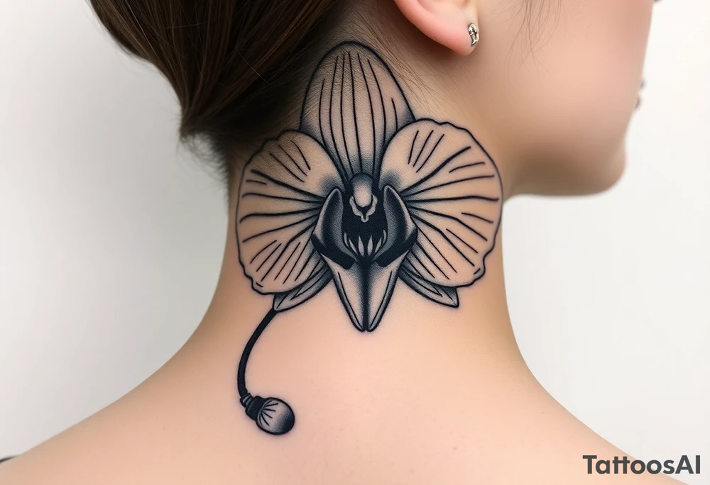 Orchid realistic with a mix with vagina tattoo idea