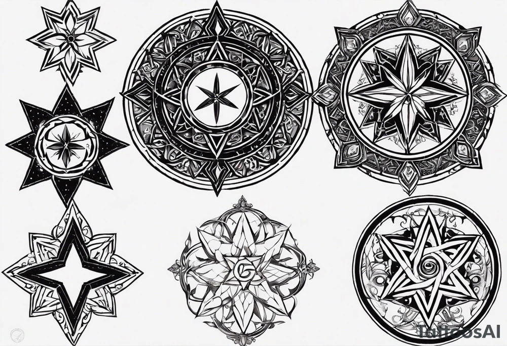 I would like two symmetrical tattoos on each side of my chest (left and right). The primary design element should be a six-pointed star, with the Armenian Wheel of Eternity placed in the center of each star.

	•	The six-pointed stars should be geometric, bold, and well-defined. They should have a clean and sharp look.
	•	The Wheel of Eternity should be intricate and detailed, representing the traditional Armenian symbolism of eternal cycles and continuity. It should blend harmoniously within the center of the star.
	•	The overall design should convey balance, spirituality, and strength.
	•	The size should be proportional to the chest area, not too large but prominent enough to be noticeable on both sides.
	•	I’d prefer a minimalist approach, but the design should still be detailed enough to reflect the cultural and spiritual significance. tattoo idea