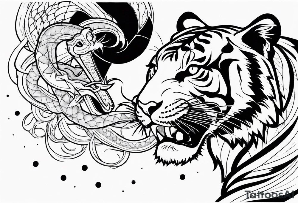 tiger attacking snake tattoo idea