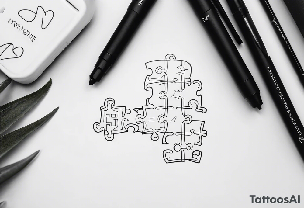 Fine line tattoo that has my sister's hand writing "my favorite sister" written inside of a single puzzle piece. tattoo idea