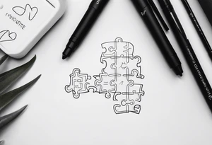 Fine line tattoo that has my sister's hand writing "my favorite sister" written inside of a single puzzle piece. tattoo idea