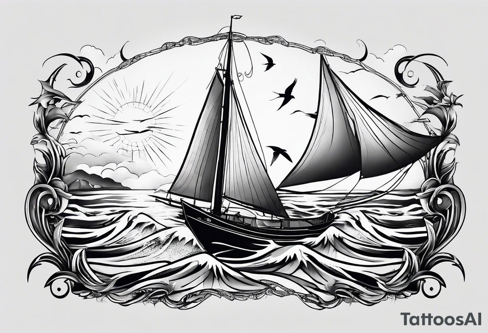Swallows, sail boat, the ocean tattoo idea