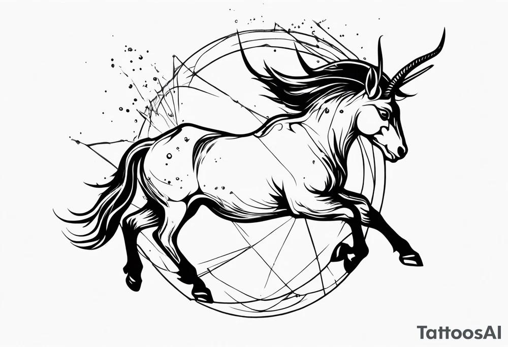 exploding capricorn tattoo idea