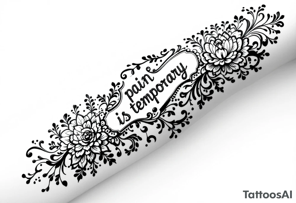 Indian style Henna tattoo for the inner wrist including words pain is temporary. Don’t show the wrist or arm tattoo idea