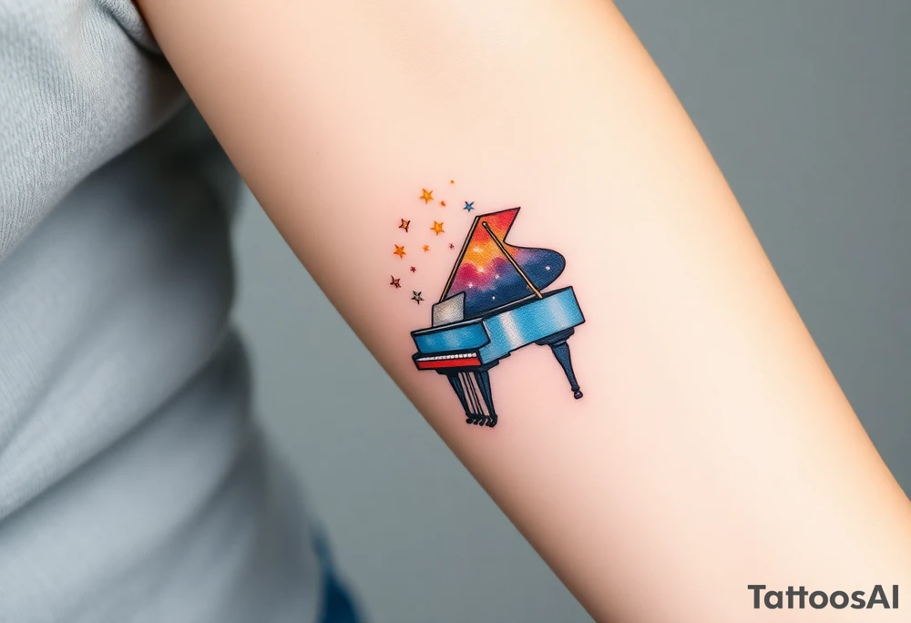 a grand piano under the stars tattoo idea