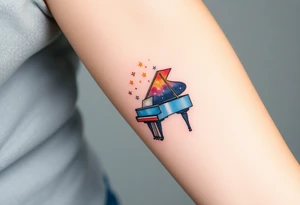 a grand piano under the stars tattoo idea