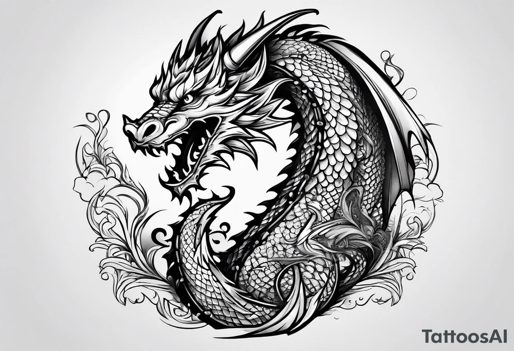 Dragon smoking pipe tattoo idea