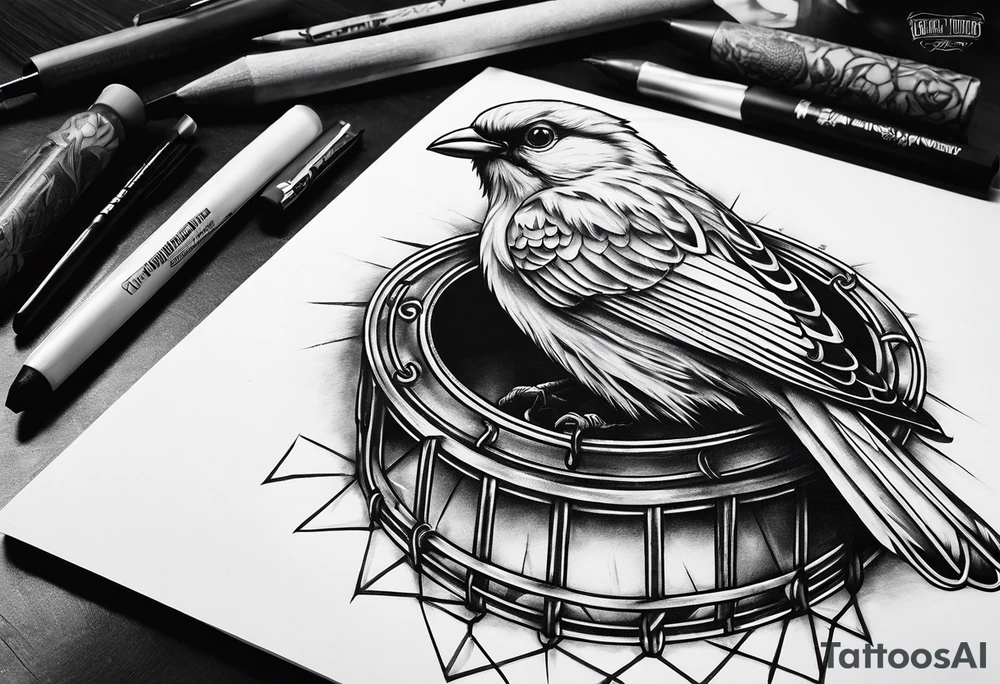 caged bird chained tattoo idea