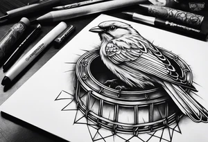 caged bird chained tattoo idea