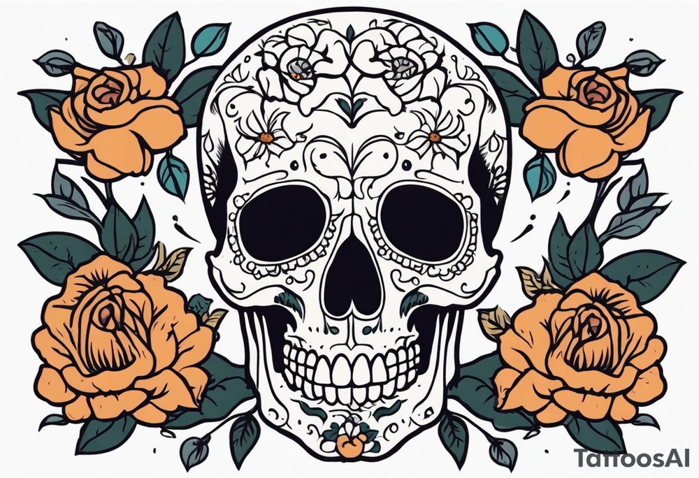 human skeleton

old school vintage simple traditional design surrounded by vintage flowers


bold color simple tattoo idea