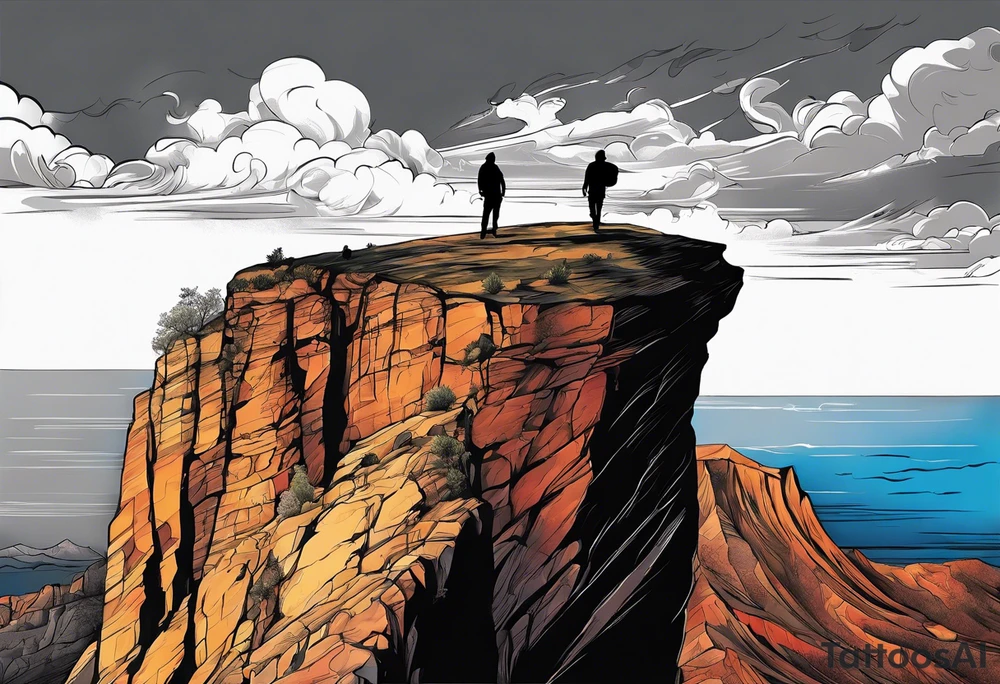 A shadow on the edge of a Cliff 
“Never look down “ tattoo idea