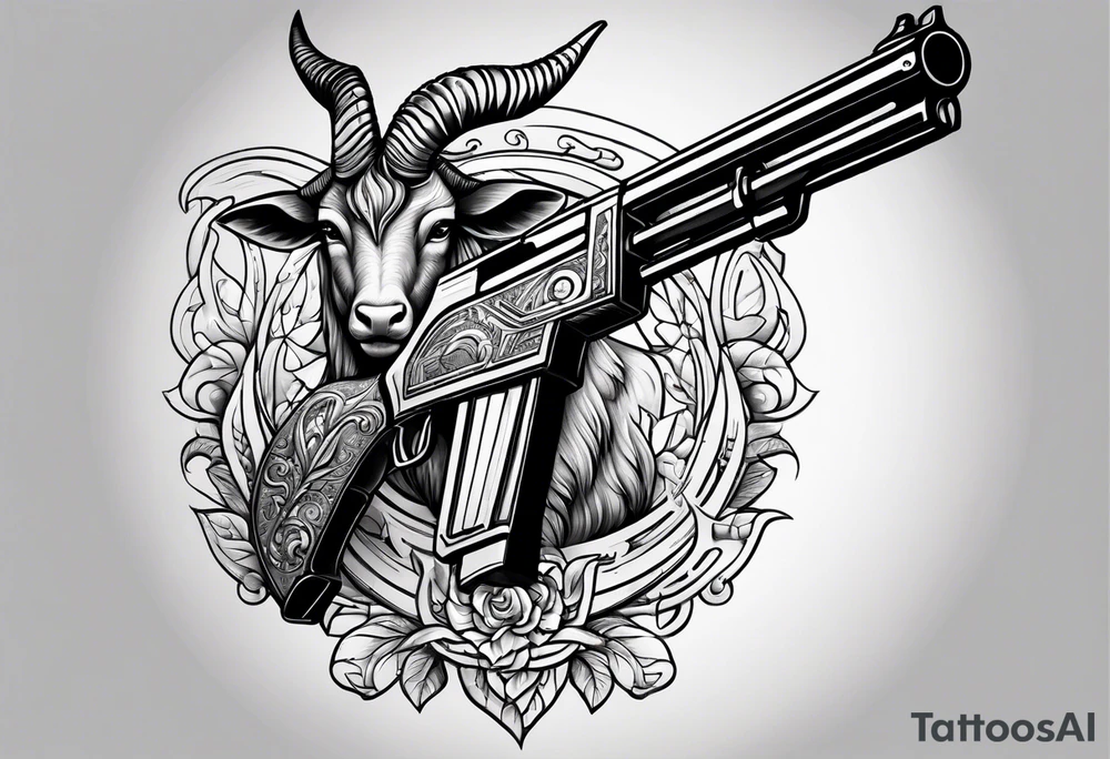 capricorn with sunglasses and shotgun tattoo idea