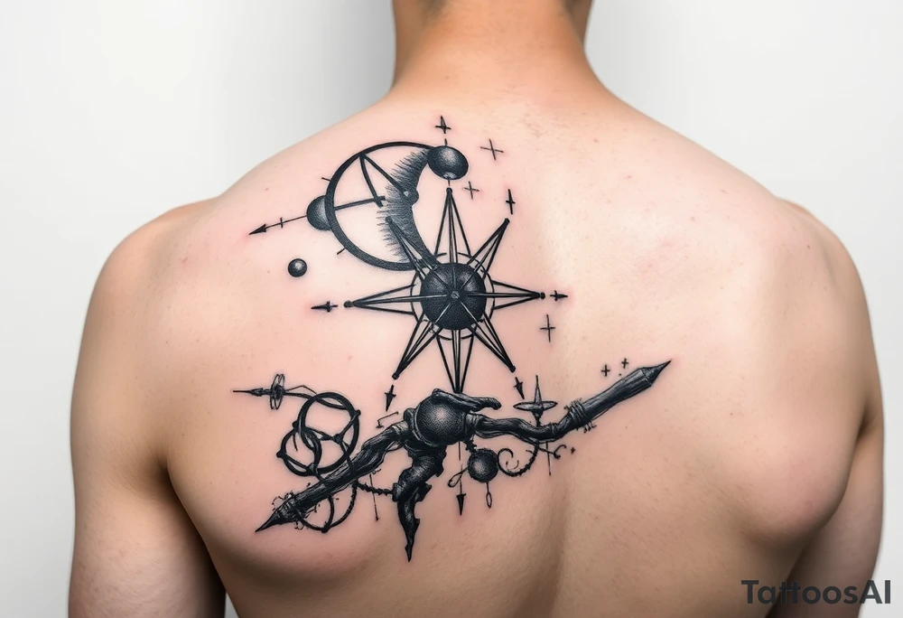 niels bohr and davinci science themes tattoo full arm tattoo idea