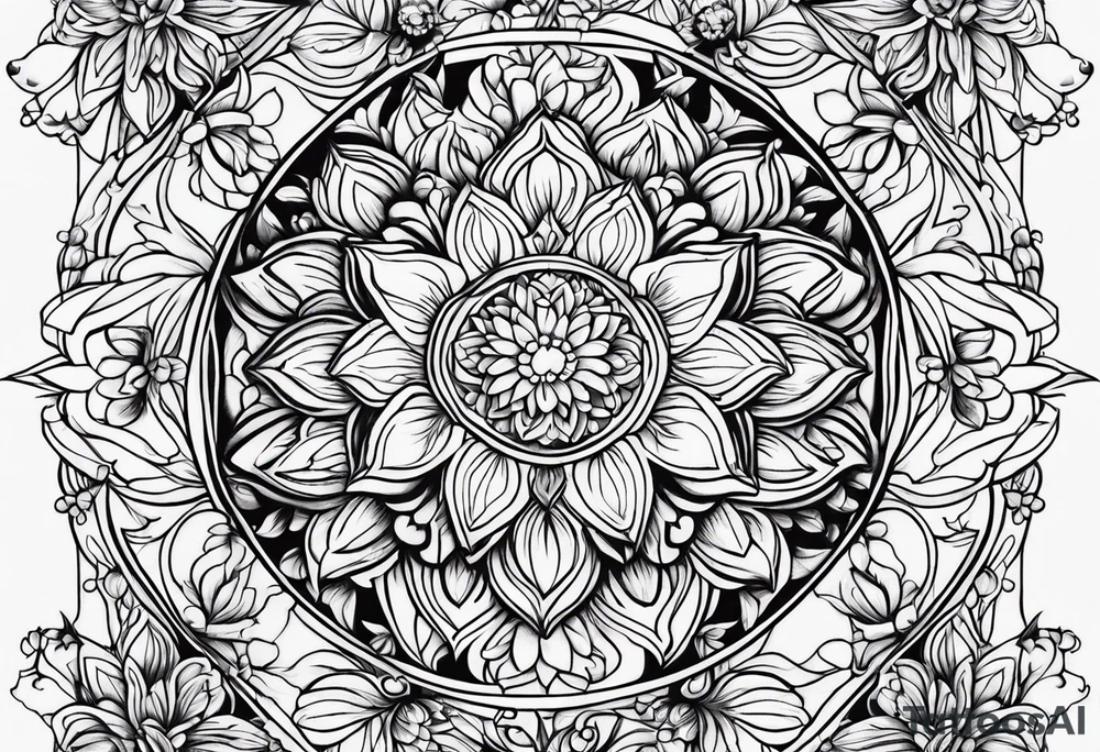 ornaments of flowers tattoo idea